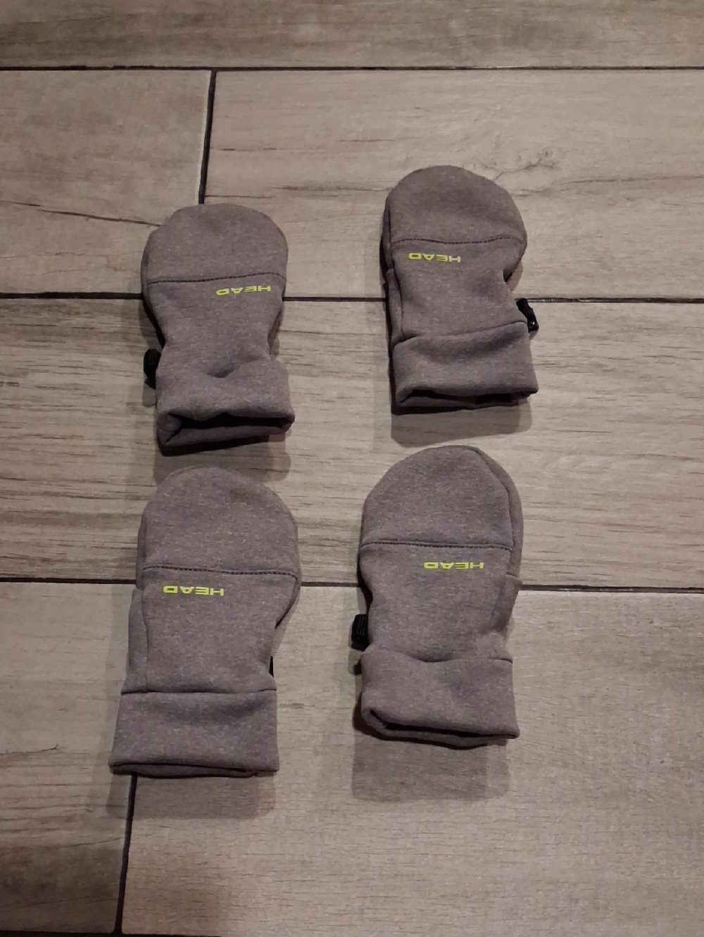 🍁Head Grey Toddler Kids Mittens with Lime Logo🍦